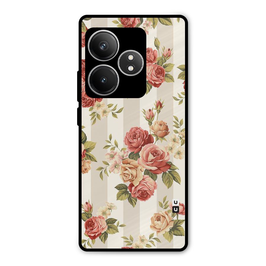 Vintage Color Flowers Metal Back Case for Realme GT 6T