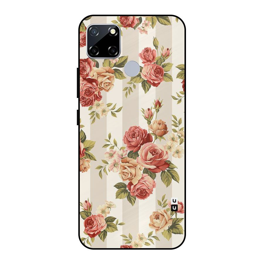 Vintage Color Flowers Metal Back Case for Realme Narzo 20