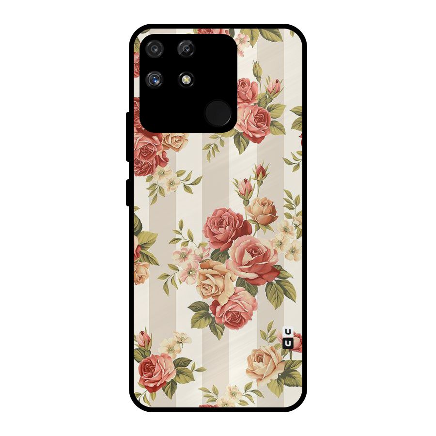 Vintage Color Flowers Metal Back Case for Realme Narzo 50A