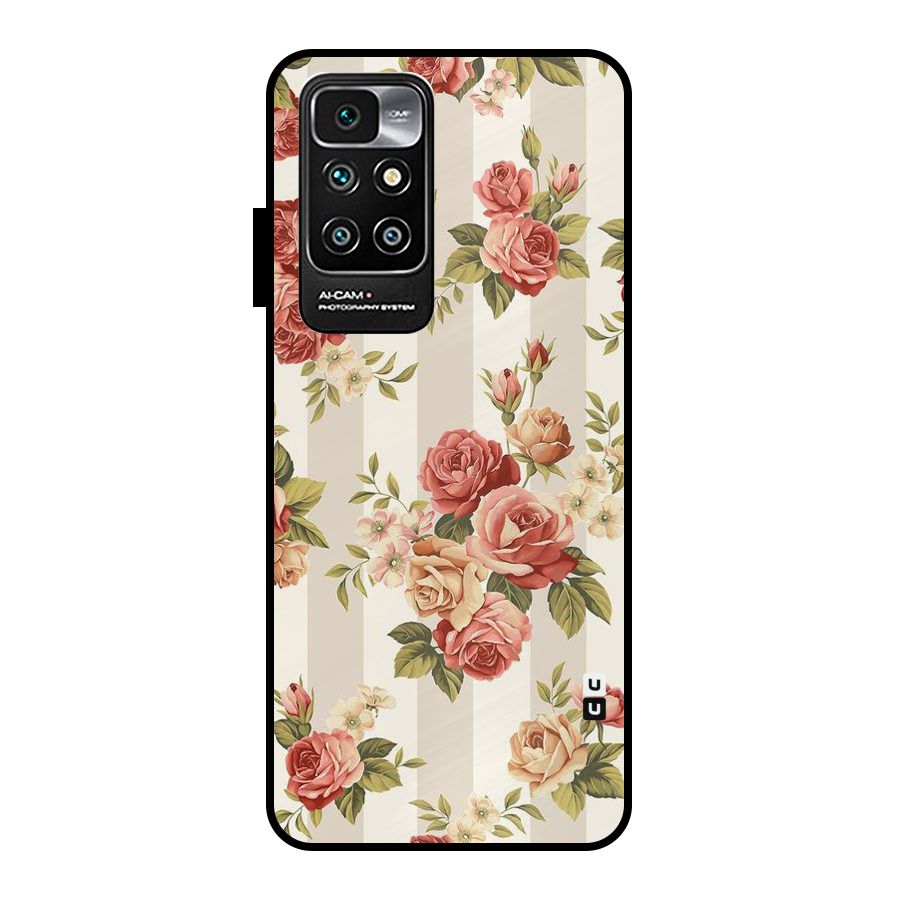 Vintage Color Flowers Metal Back Case for Redmi 10 Prime
