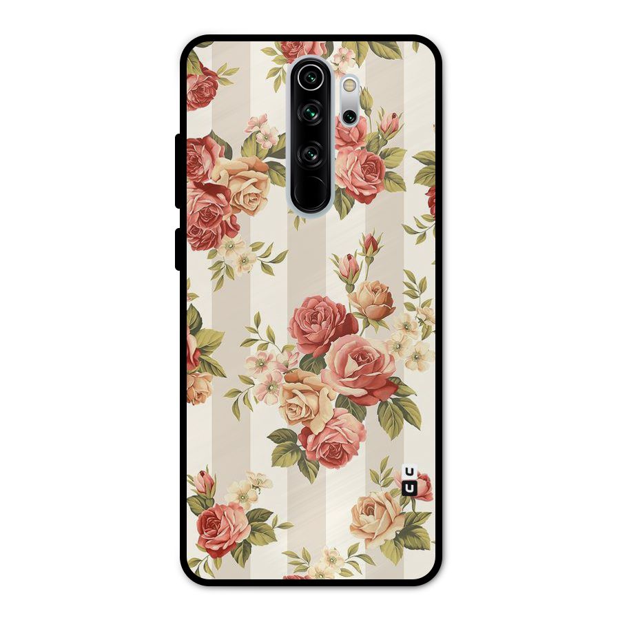 Vintage Color Flowers Metal Back Case for Redmi Note 8 Pro