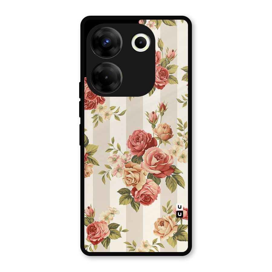 Vintage Color Flowers Metal Back Case for Tecno Camon 20
