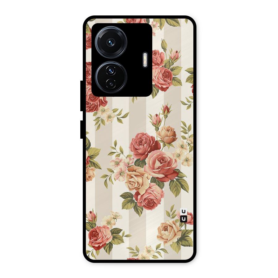 Vintage Color Flowers Metal Back Case for Vivo T1 Pro