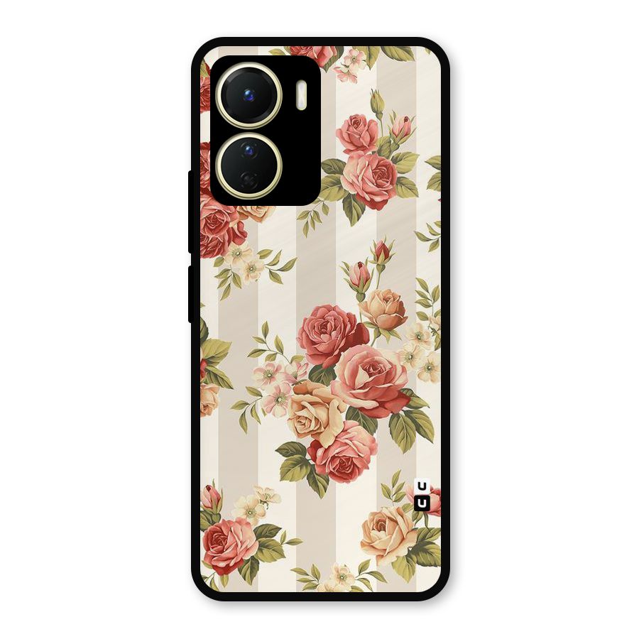 Vintage Color Flowers Metal Back Case for Vivo T2x