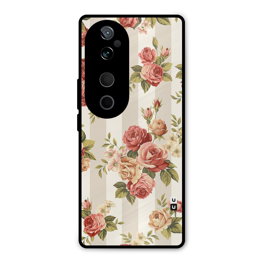 Vintage Color Flowers Metal Back Case for Vivo T3 Ultra