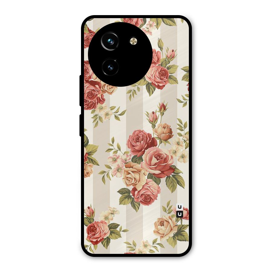 Vintage Color Flowers Metal Back Case for Vivo T3x