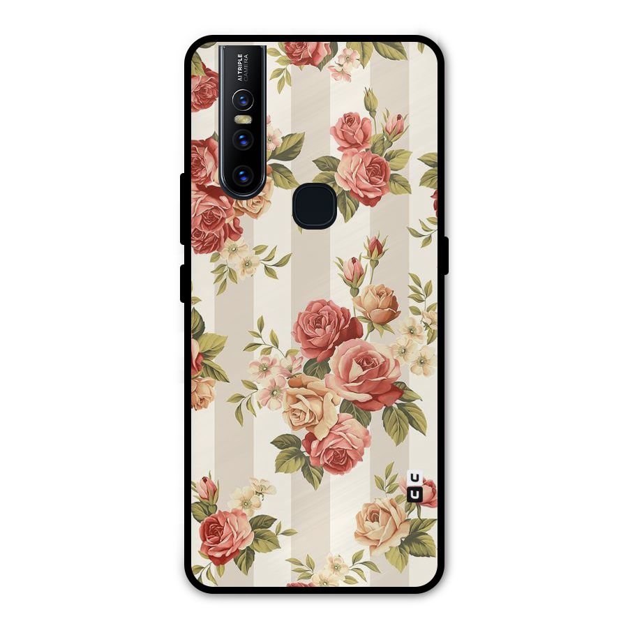 Vintage Color Flowers Metal Back Case for Vivo V15