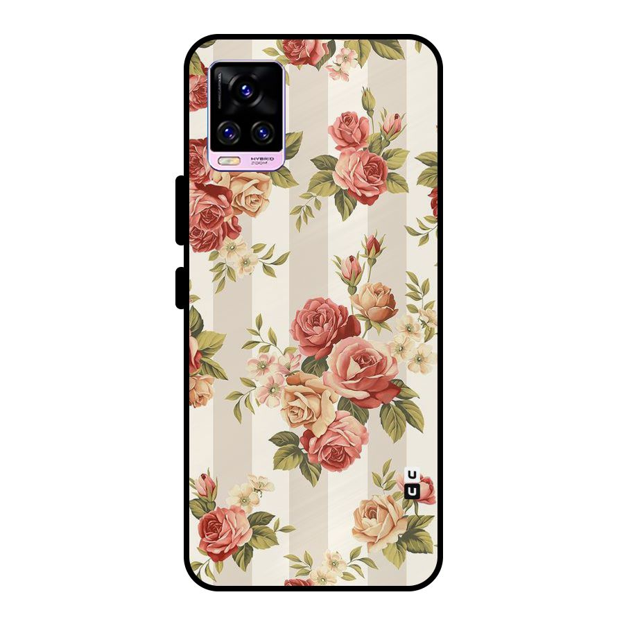 Vintage Color Flowers Metal Back Case for Vivo V20 Pro