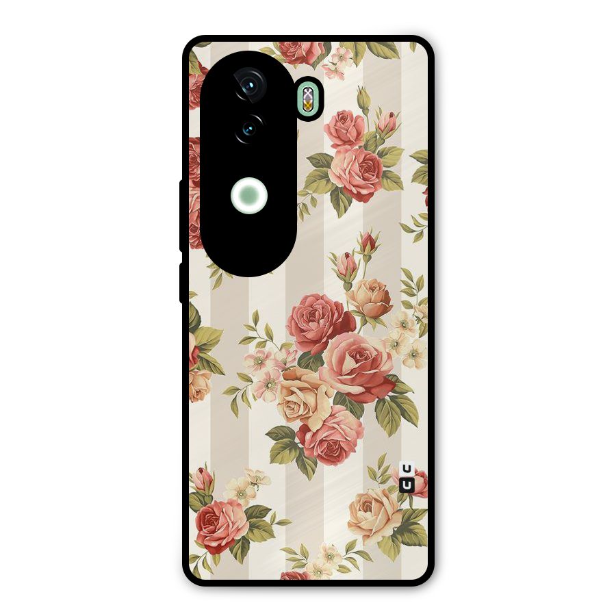 Vintage Color Flowers Metal Back Case for Vivo V40e