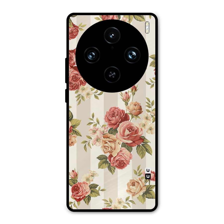Vintage Color Flowers Metal Back Case for Vivo X100 Pro