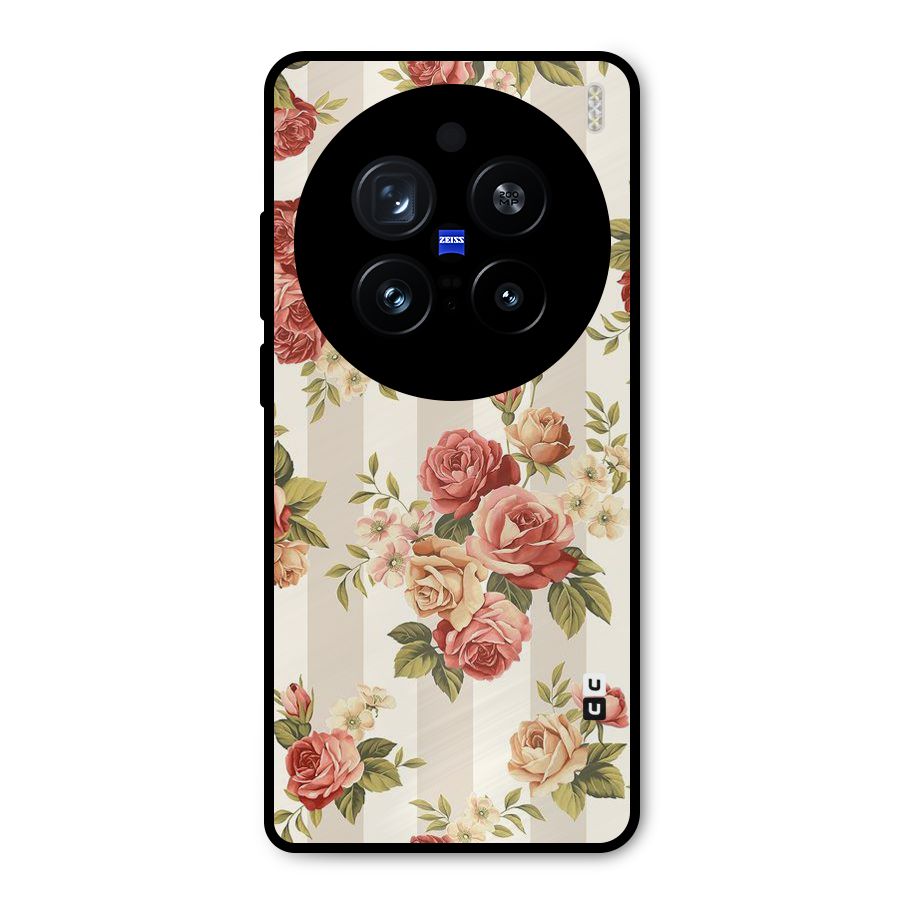 Vintage Color Flowers Metal Back Case for Vivo X200 Pro