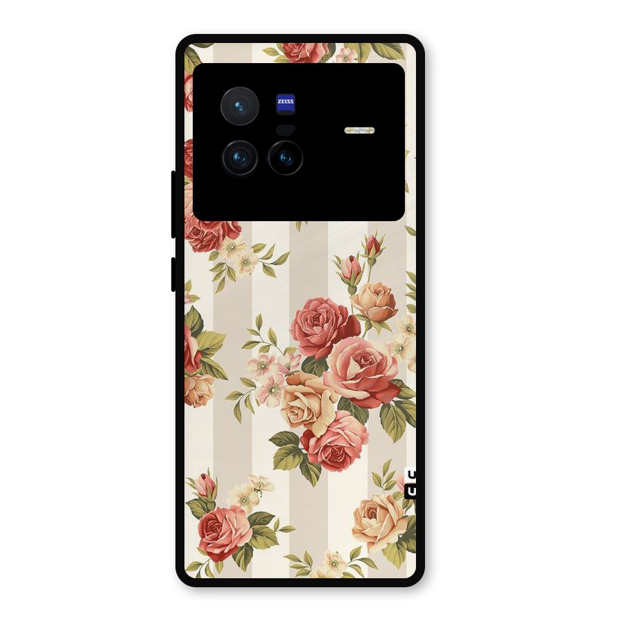 Vintage Color Flowers Metal Back Case for Vivo X80