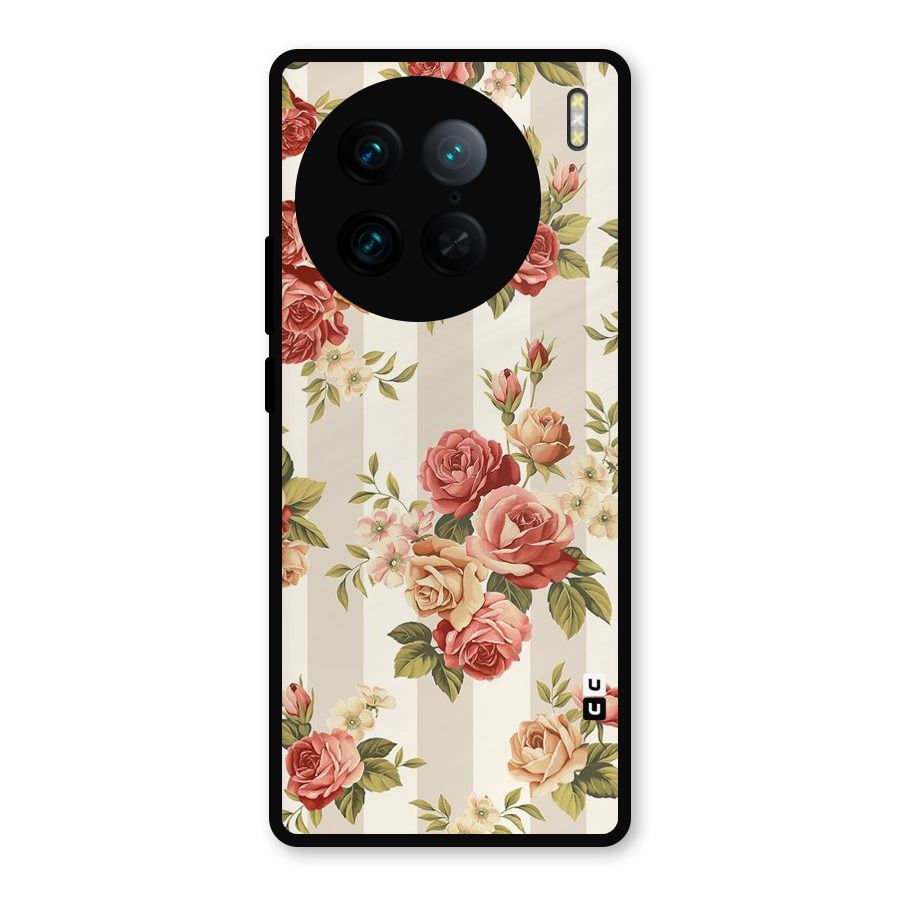 Vintage Color Flowers Metal Back Case for Vivo X90 Pro