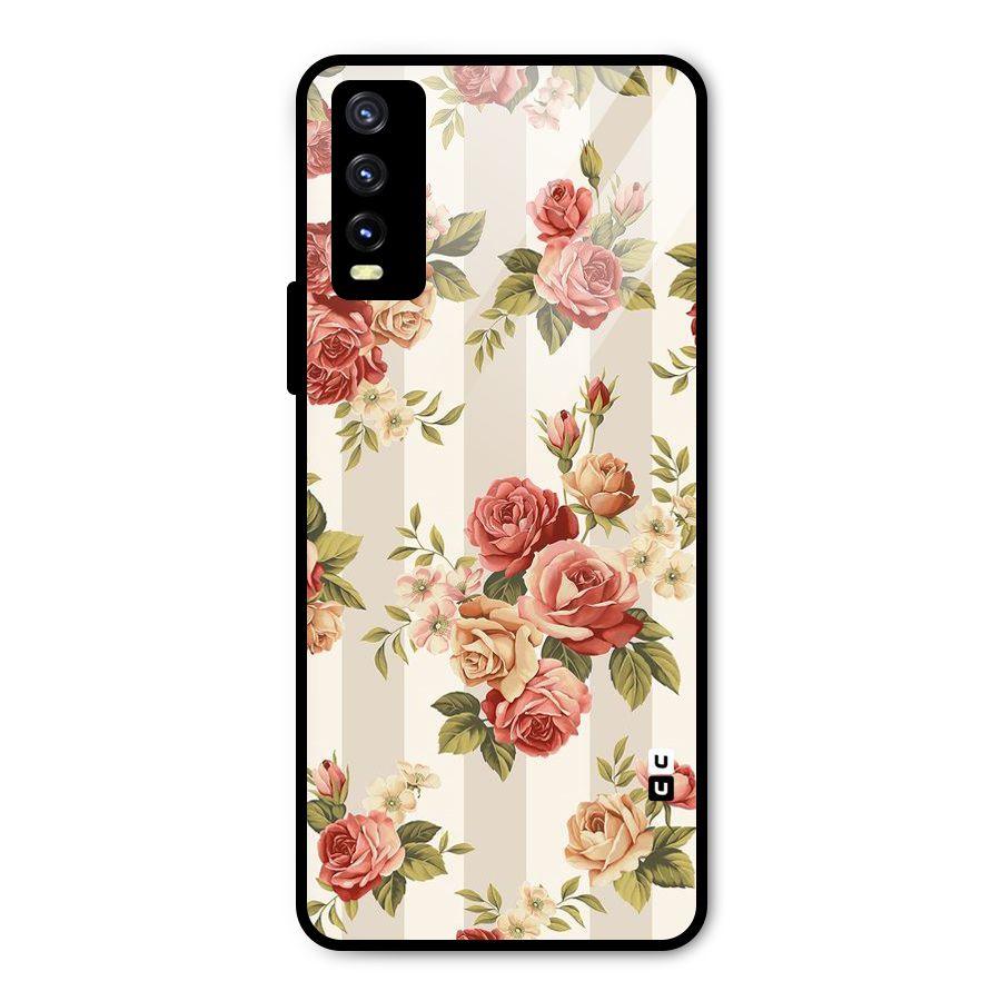 Vintage Color Flowers Metal Back Case for Vivo Y20g