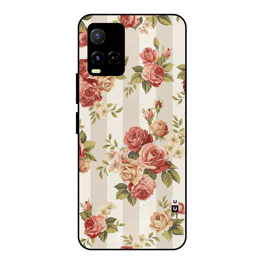 Vintage Color Flowers Metal Back Case for Vivo Y21A