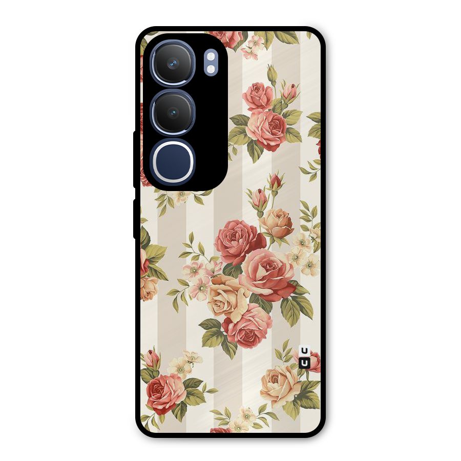 Vintage Color Flowers Metal Back Case for Vivo Y29