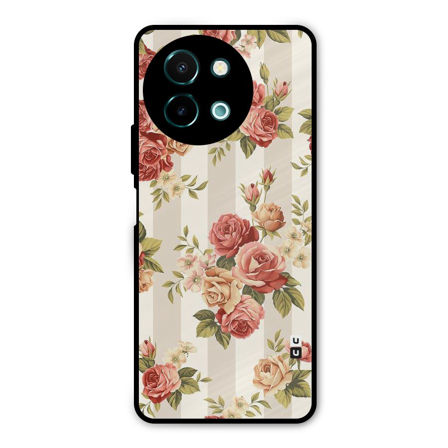 Vintage Color Flowers Metal Back Case for Vivo Y58