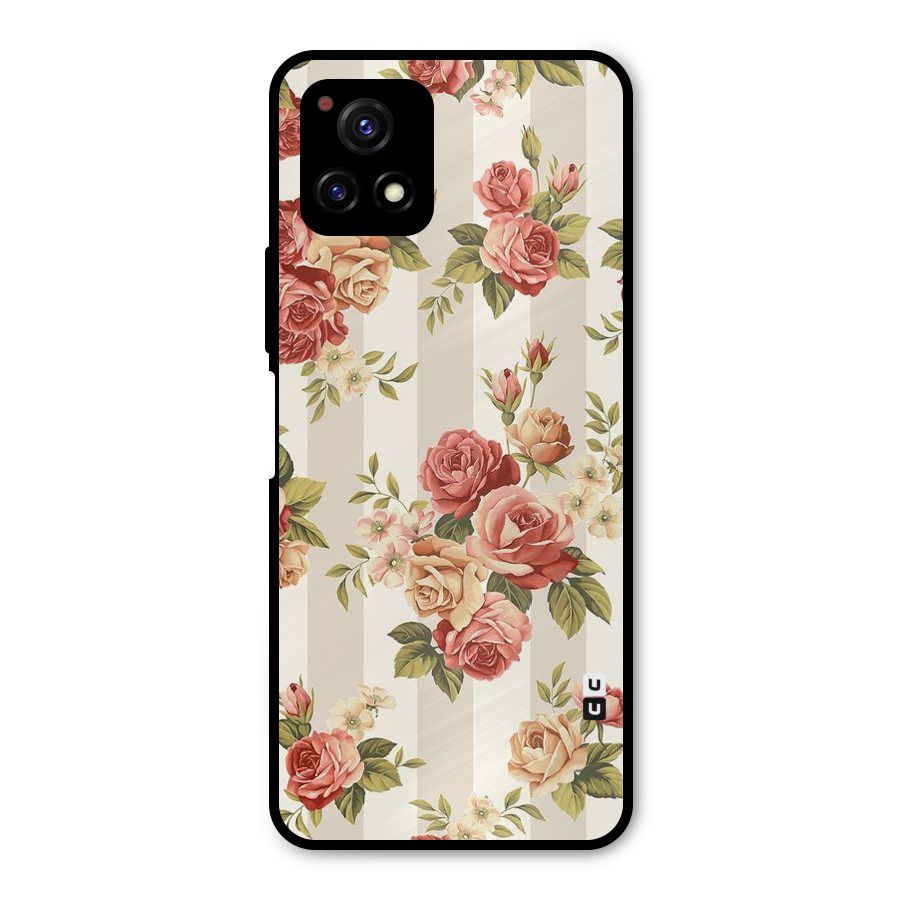 Vintage Color Flowers Metal Back Case for Vivo Y72 5G