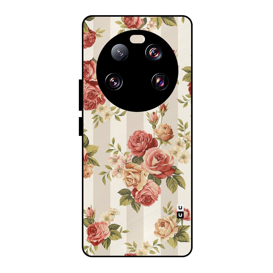 Vintage Color Flowers Metal Back Case for Xiaomi 13 Ultra