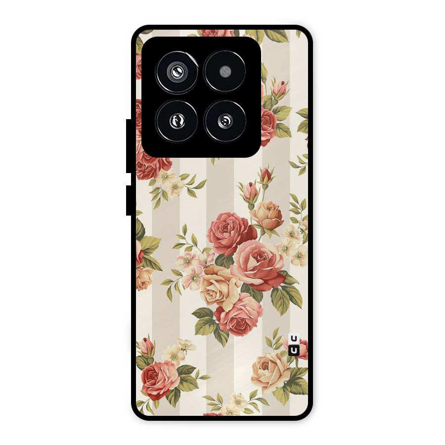 Vintage Color Flowers Metal Back Case for Xiaomi 14 Pro