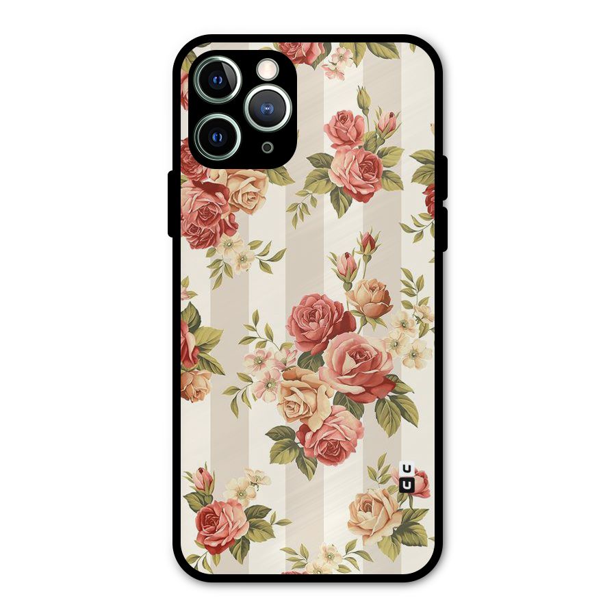 Vintage Color Flowers Metal Back Case for iPhone 11 Pro Max