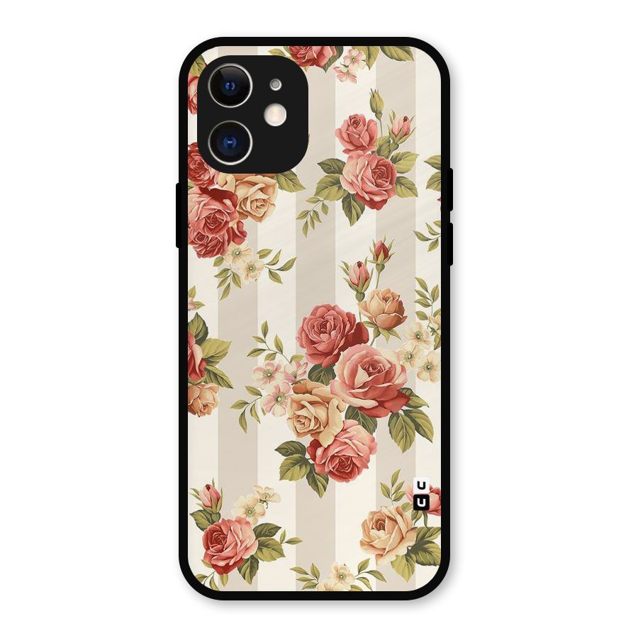 Vintage Color Flowers Metal Back Case for iPhone 12