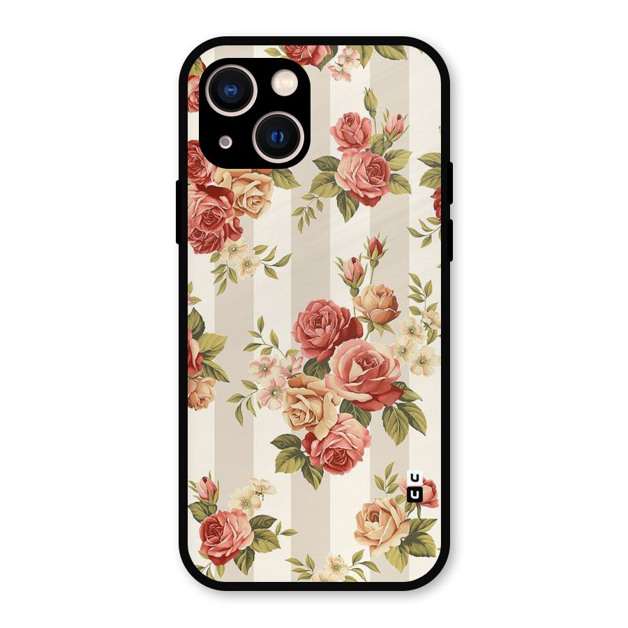 Vintage Color Flowers Metal Back Case for iPhone 13