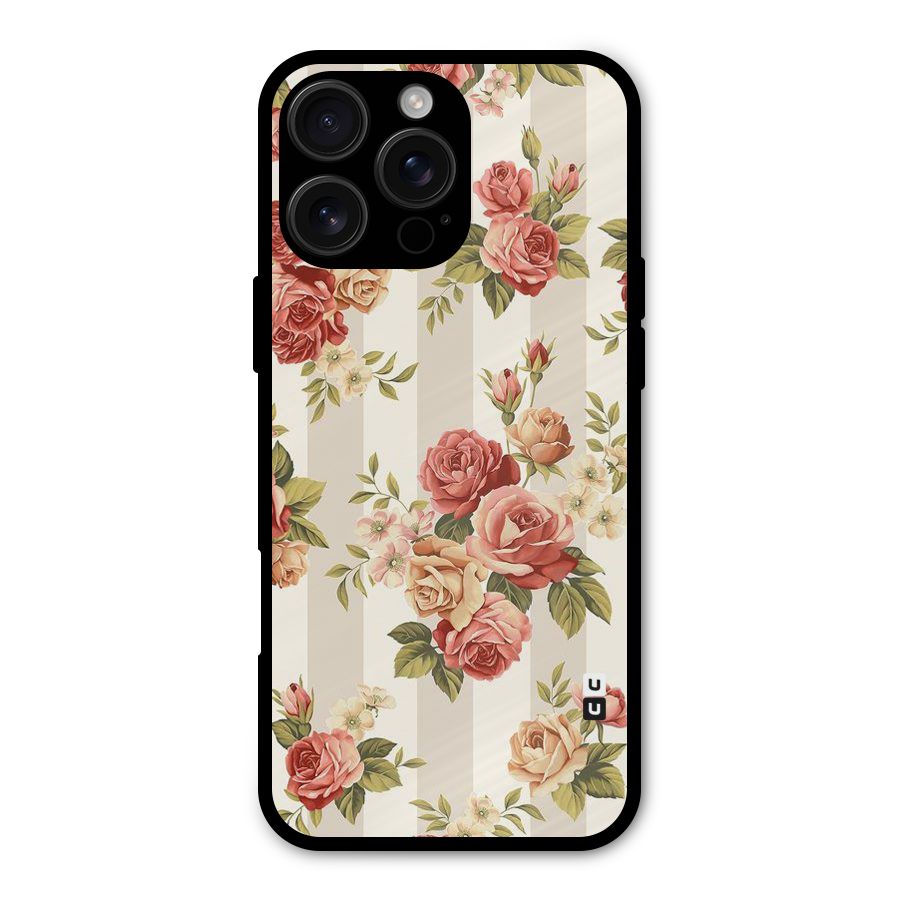Vintage Color Flowers Metal Back Case for iPhone 16 Pro Max