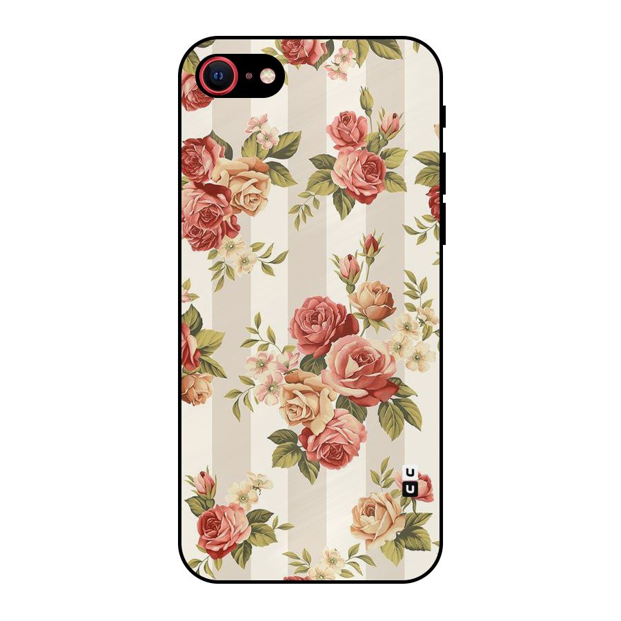 Vintage Color Flowers Metal Back Case for iPhone 7