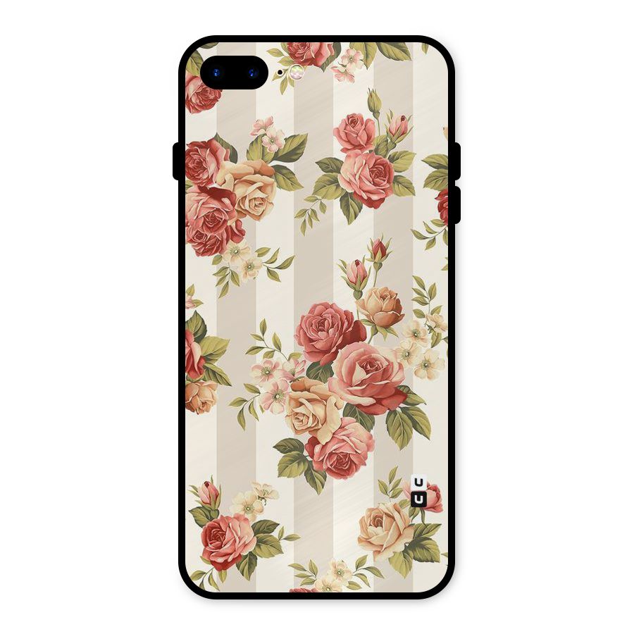 Vintage Color Flowers Metal Back Case for iPhone 8 Plus