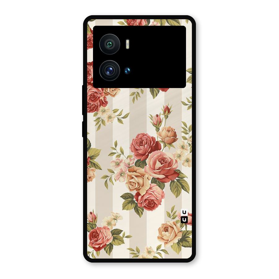 Vintage Color Flowers Metal Back Case for iQOO 9 Pro