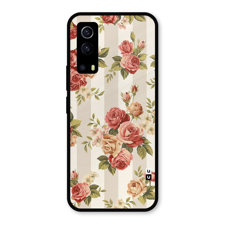 Vintage Color Flowers Metal Back Case for iQOO Z3