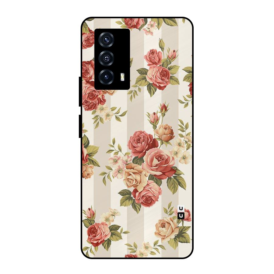 Vintage Color Flowers Metal Back Case for iQOO Z5