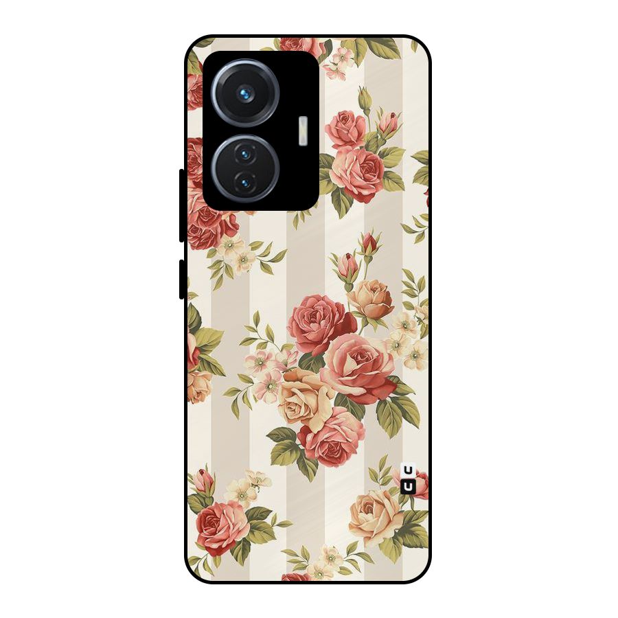 Vintage Color Flowers Metal Back Case for iQOO Z6 44W