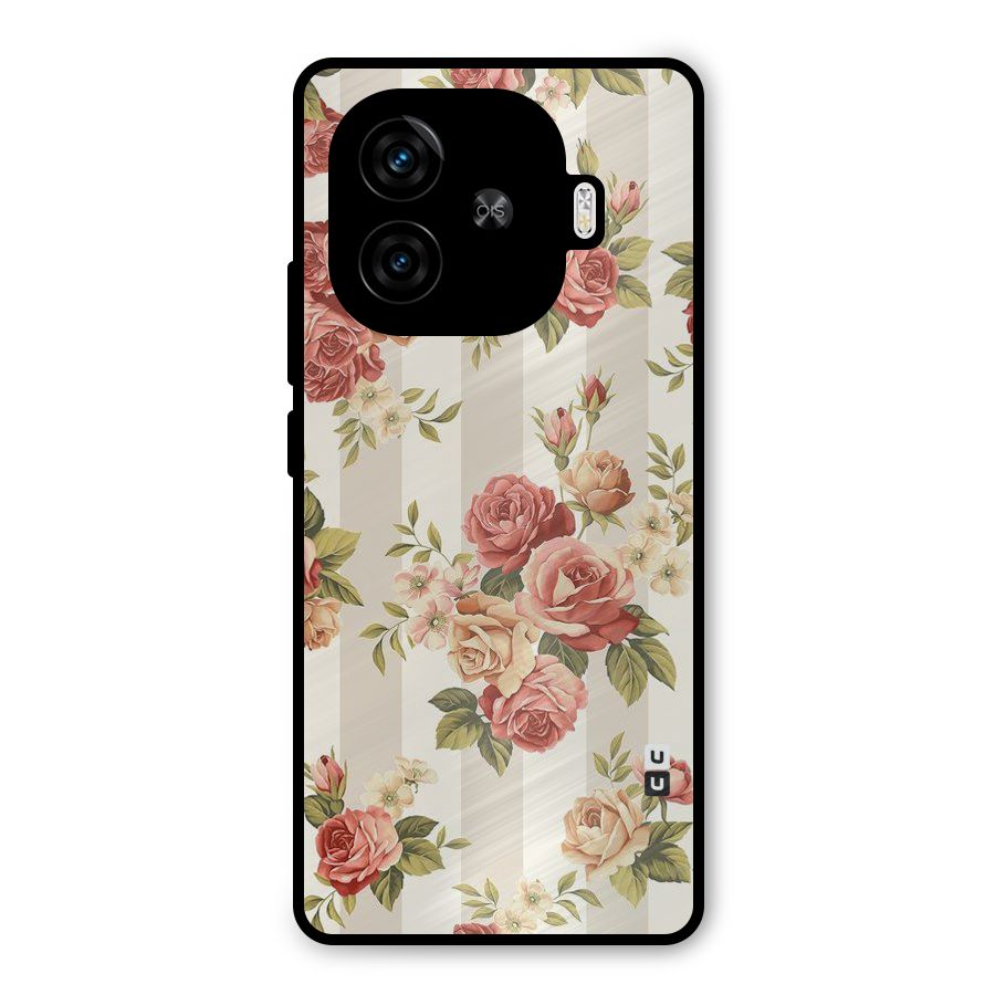 Vintage Color Flowers Metal Back Case for iQOO Z9 Turbo