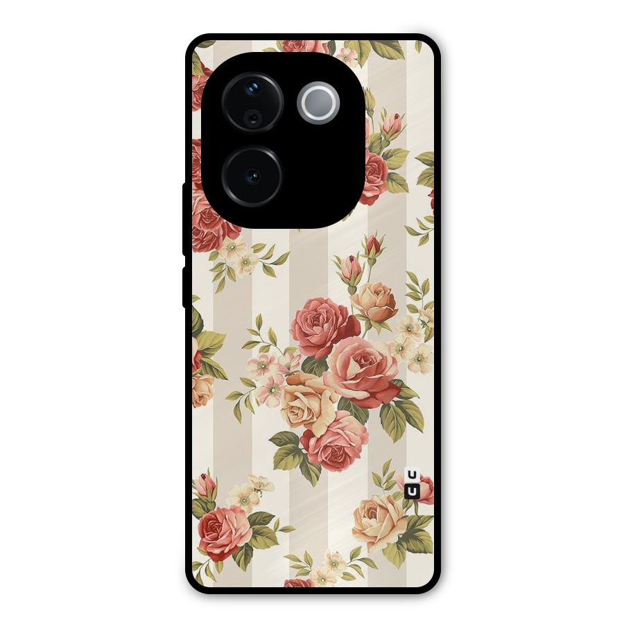 Vintage Color Flowers Metal Back Case for iQOO Z9s Pro