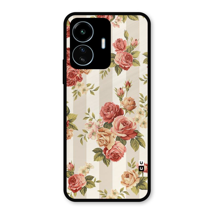 Vintage Color Flowers Metal Back Case for vivo iQOO Z6 Lite 5G
