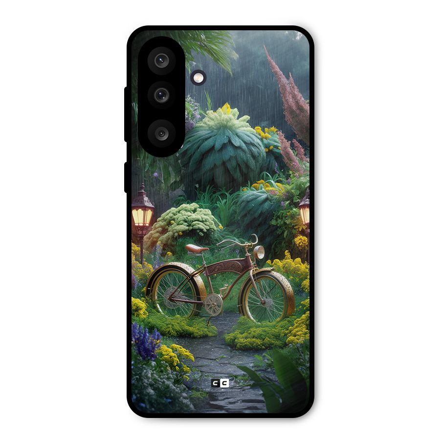 Vintage Cycle In Garden Metal Back Case for Galaxy F56