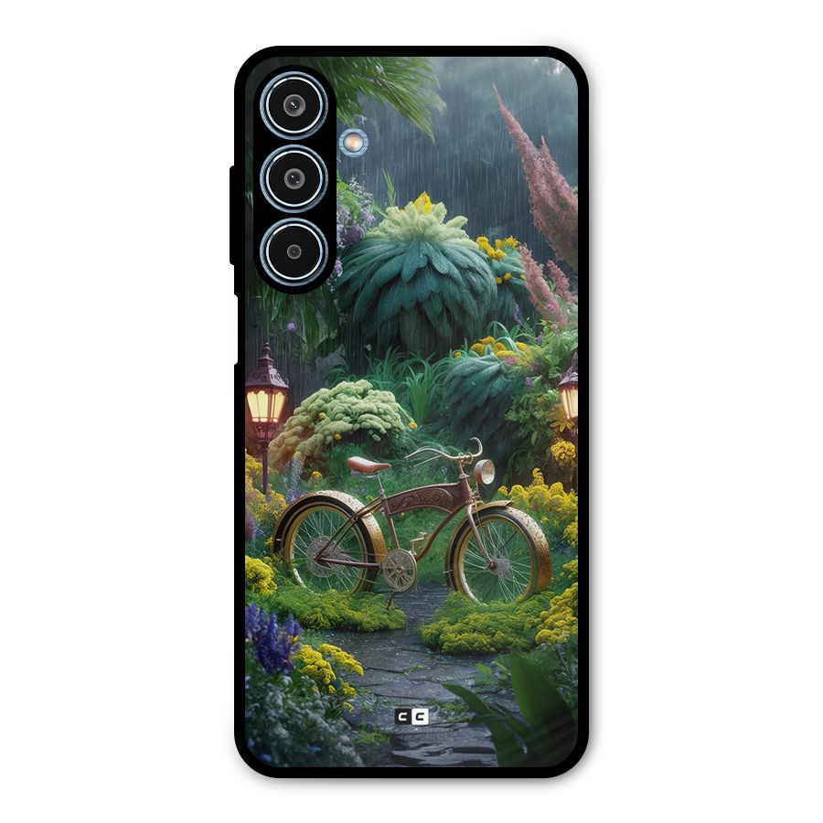 Vintage Cycle In Garden Metal Back Case for Galaxy M35