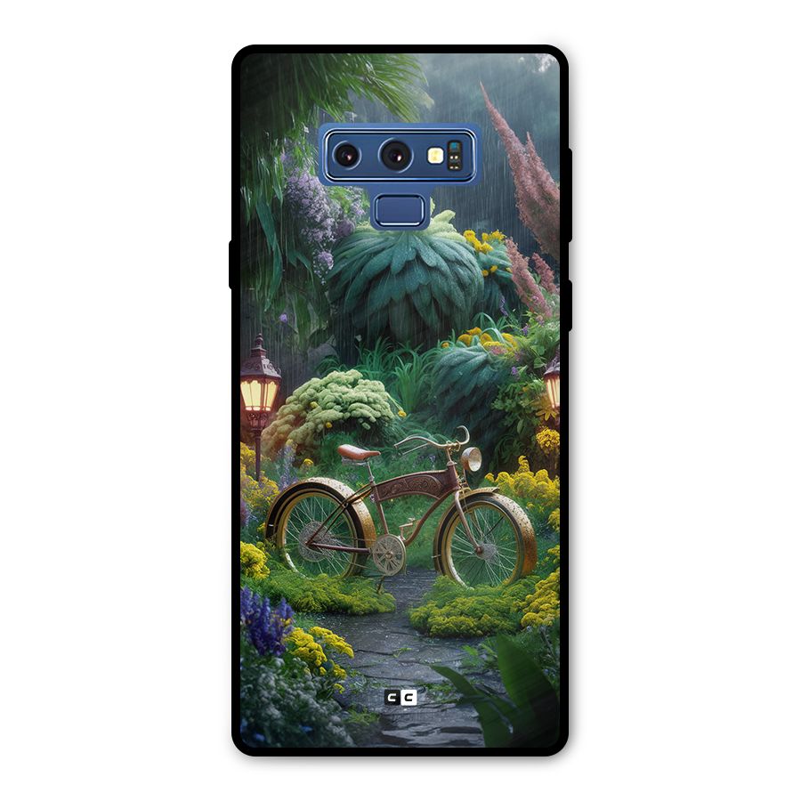 Vintage Cycle In Garden Metal Back Case for Galaxy Note 9
