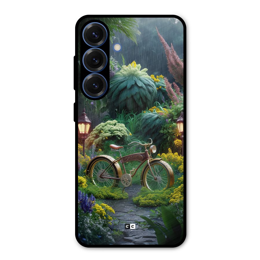 Vintage Cycle In Garden Metal Back Case for Galaxy S25