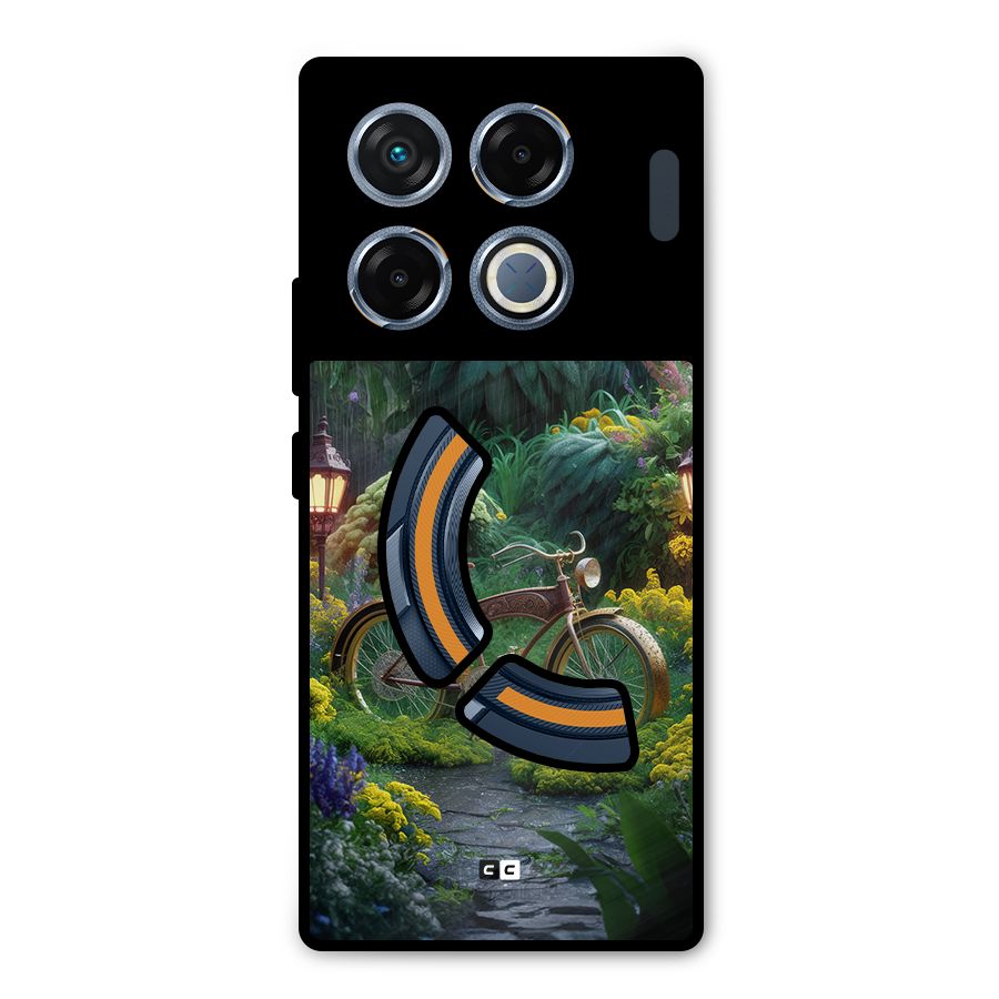 Vintage Cycle In Garden Metal Back Case for Infinix GT 20 Pro