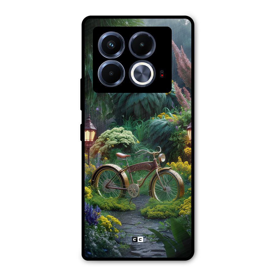 Vintage Cycle In Garden Metal Back Case for Infinix Note 40 5G