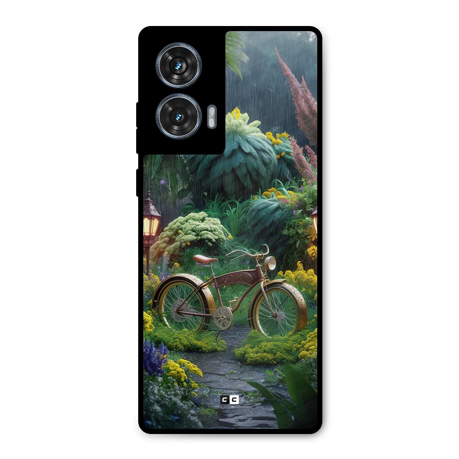 Vintage Cycle In Garden Metal Back Case for Motorola Edge 50 Fusion