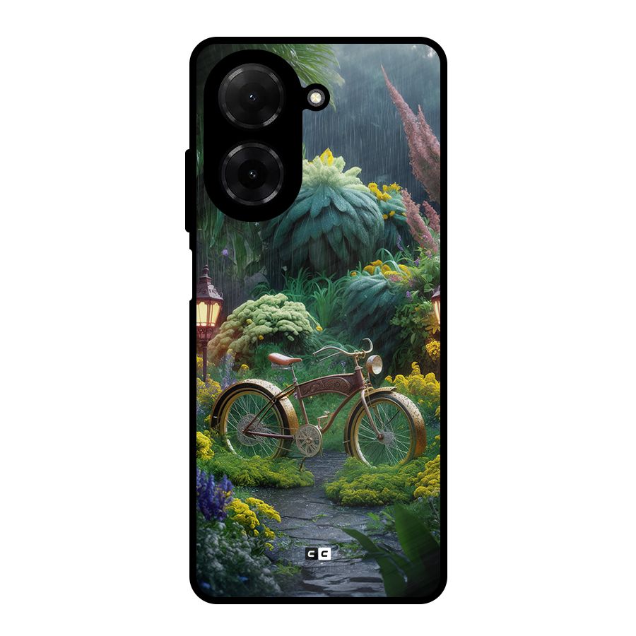 Vintage Cycle In Garden Metal Back Case for Redmi A5 4G