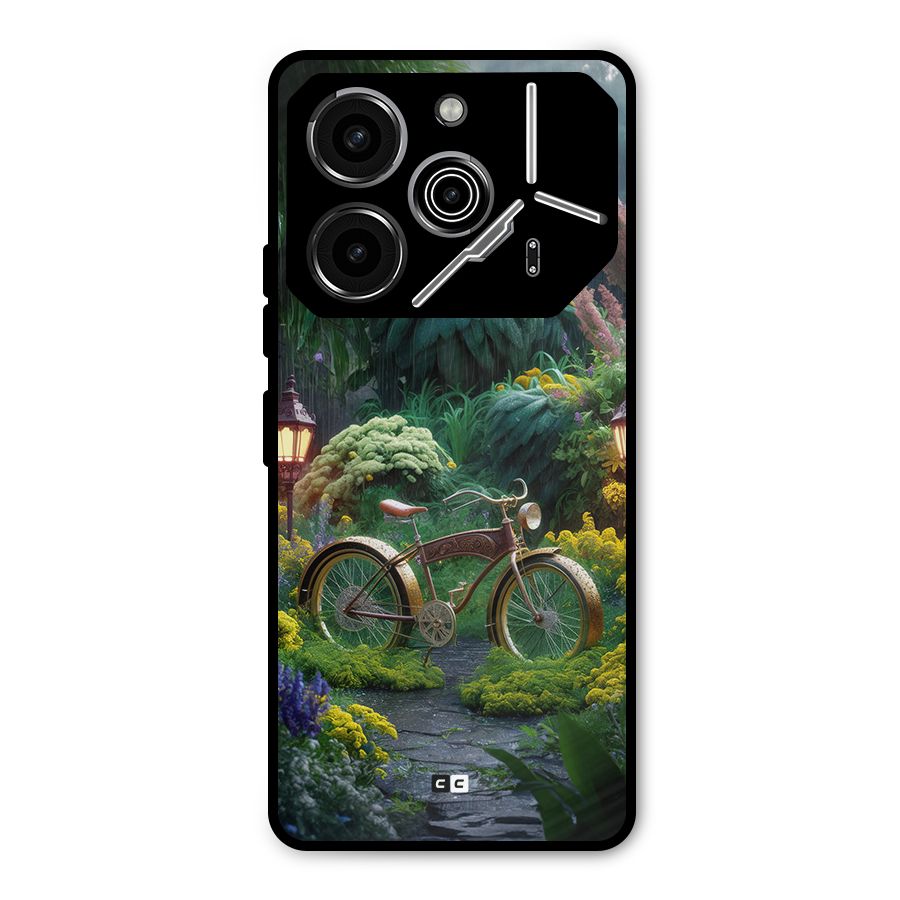 Vintage Cycle In Garden Metal Back Case for Tecno Pova 6 Pro