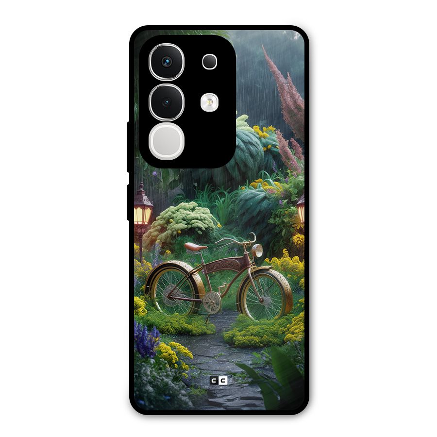 Vintage Cycle In Garden Metal Back Case for Vivo T4x