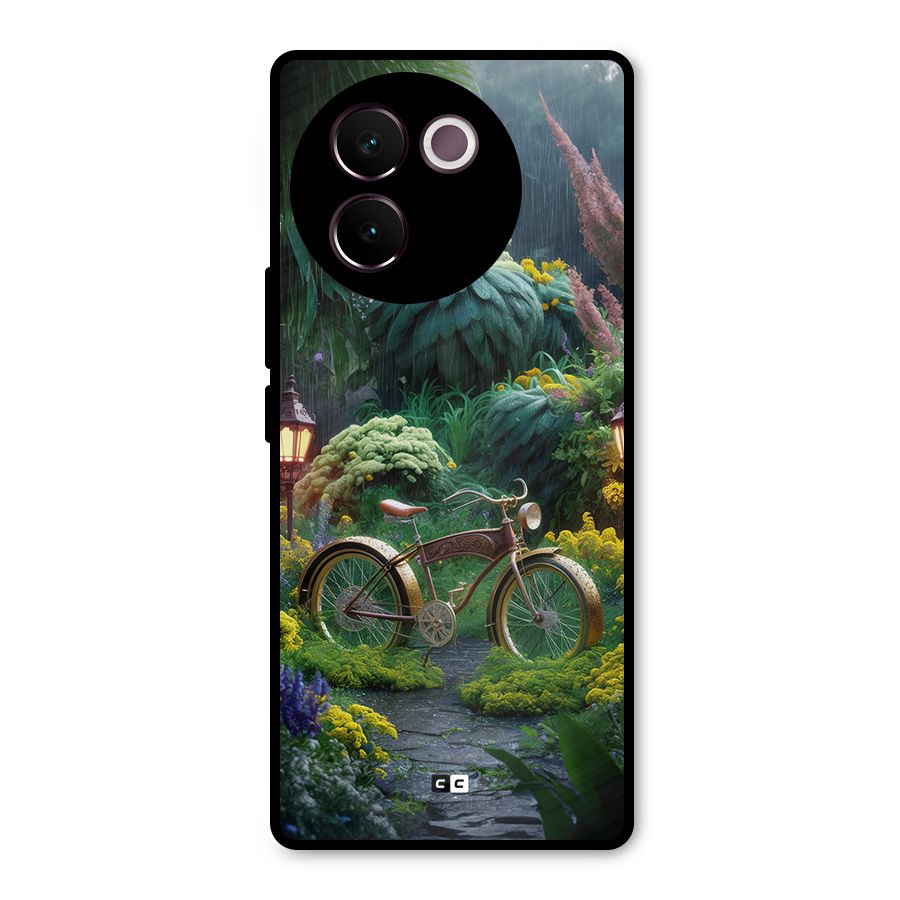 Vintage Cycle In Garden Metal Back Case for Vivo V30e