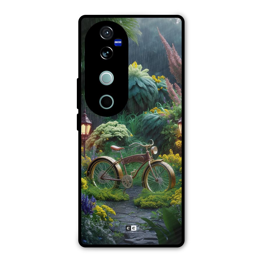 Vintage Cycle In Garden Metal Back Case for Vivo V40