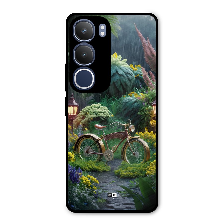 Vintage Cycle In Garden Metal Back Case for Vivo Y29